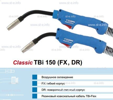 Горелка для полуавтоматической сварки TBi 150-blue-ESG, длина 3 метра - st-e.info - Сургут